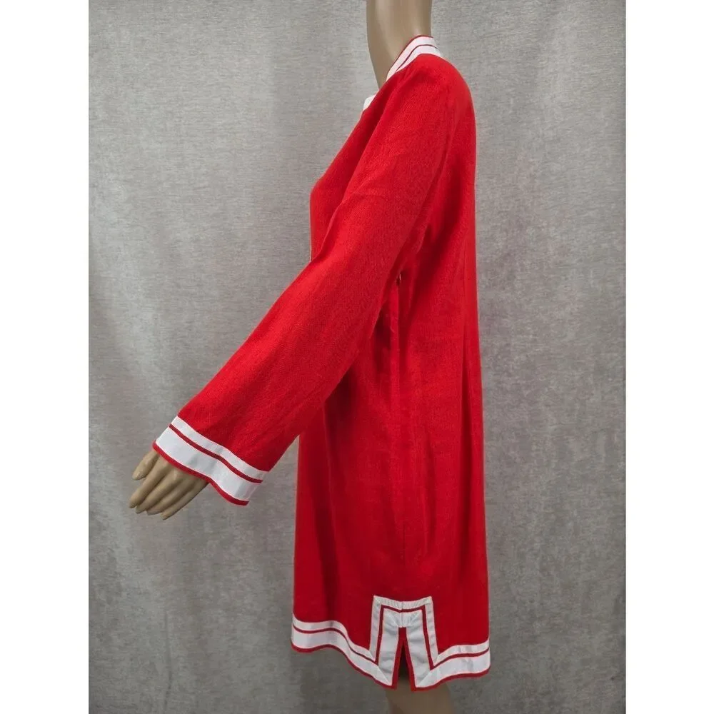 Karen Kane St. Tropez Red Tunic Dress with White Trim